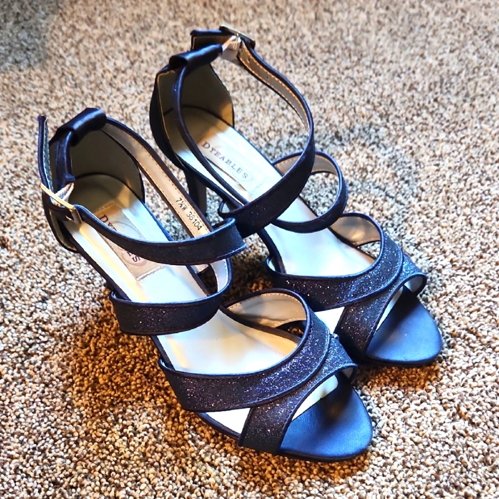 Navy Shimmer Strappy Heels